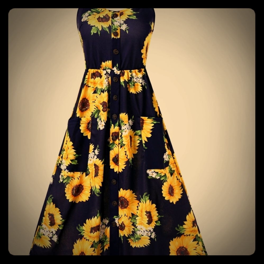 Sunflower print dress
